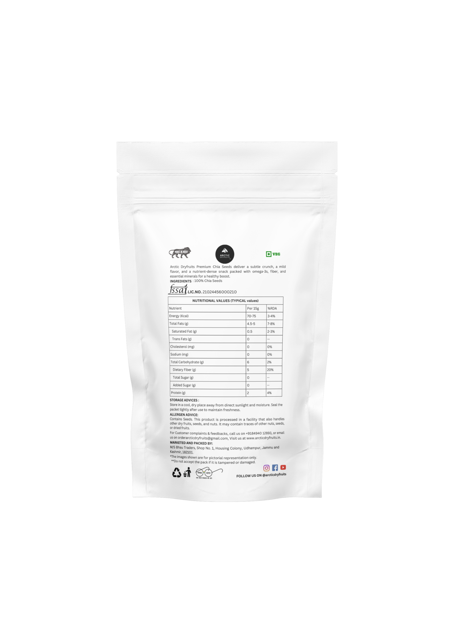 Sunflower, Flax, Chia and Pumpkin Seeds Combo